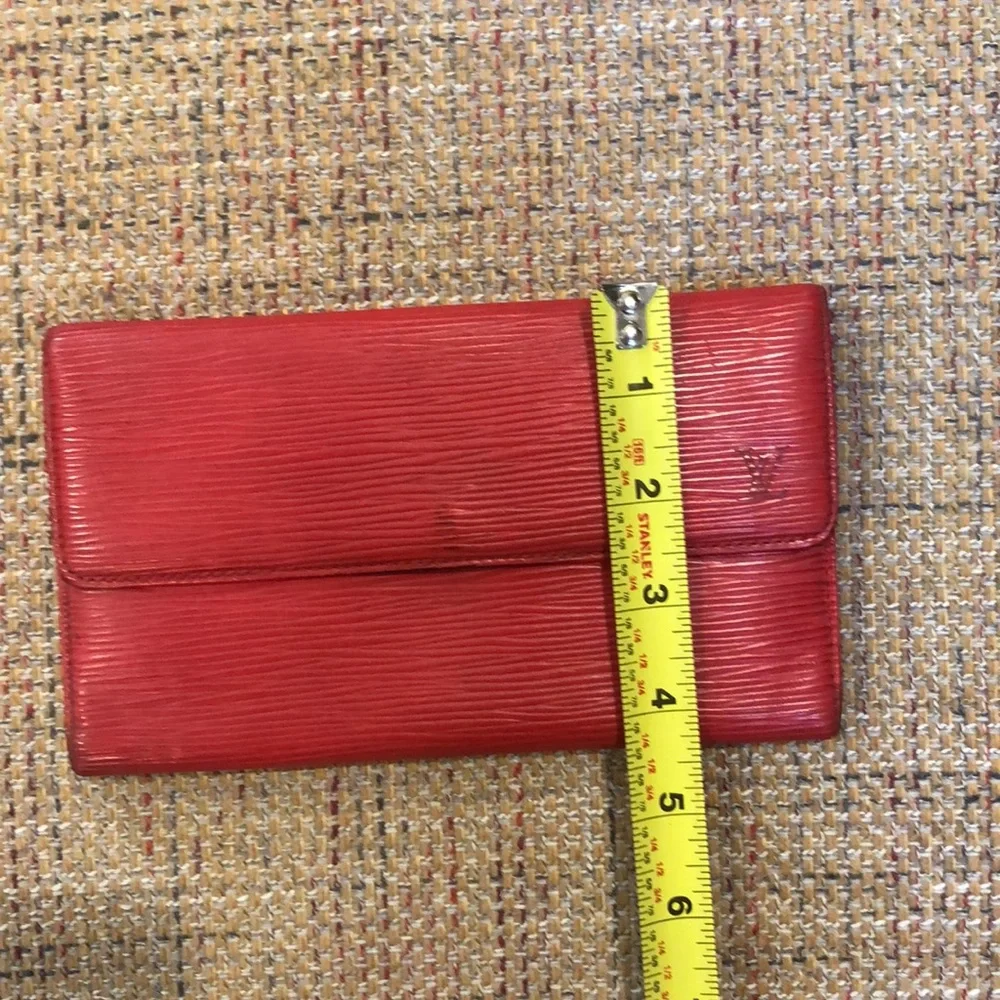 LOUIS VUITTON Sarah International Wallet RED EPI Leather Trifold Full Length